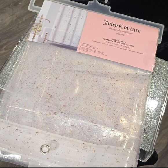 Juicy Couture Home Eco-Friendly Glitter PEVA Shower Curtain - Picture 2 of 5